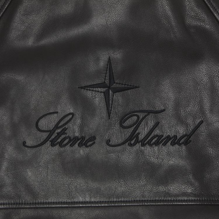 Supreme x Stone Island Leather Bomber Jacket Black