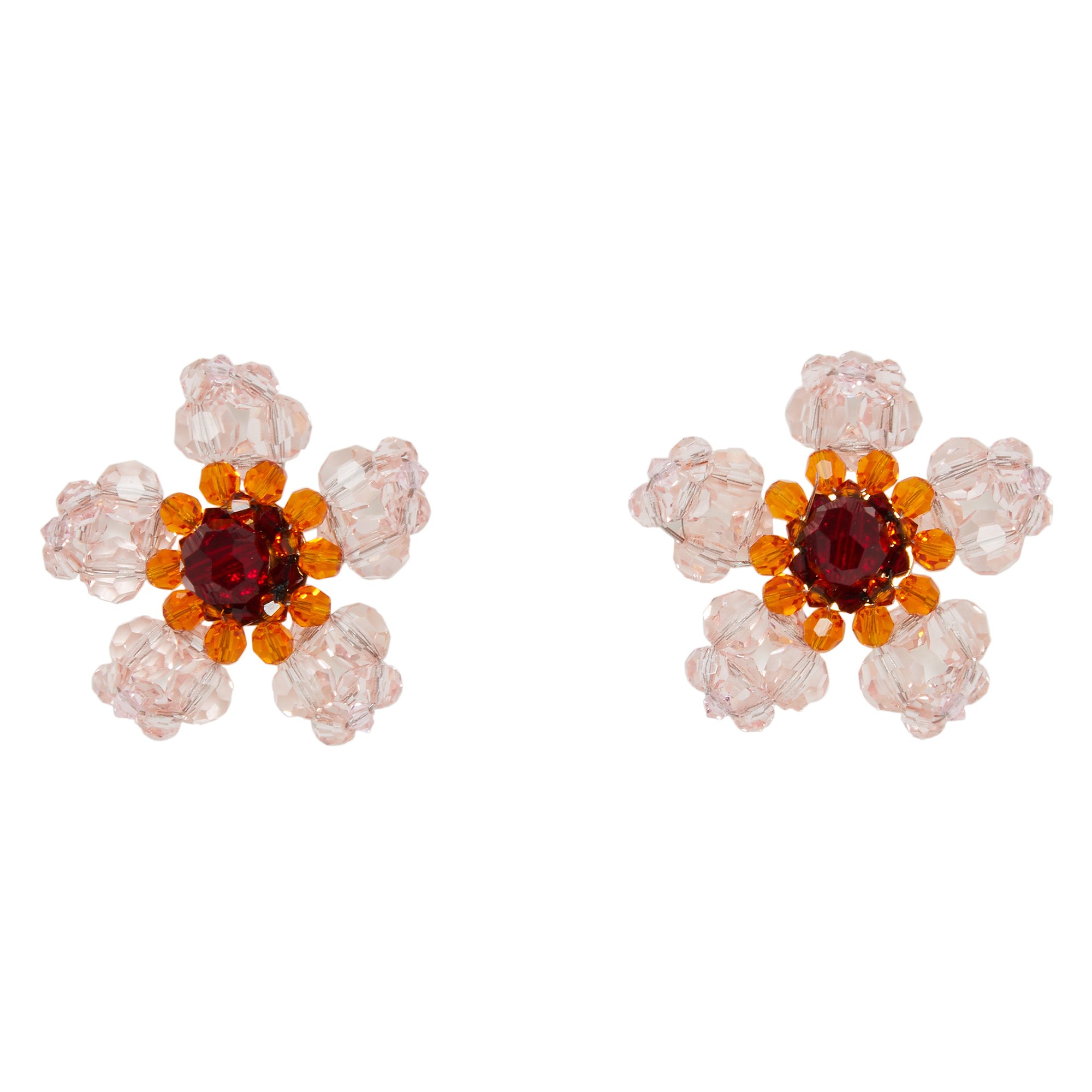 Simone Rocha Daisy Leaf Cluster crystal drop earrings - Silver