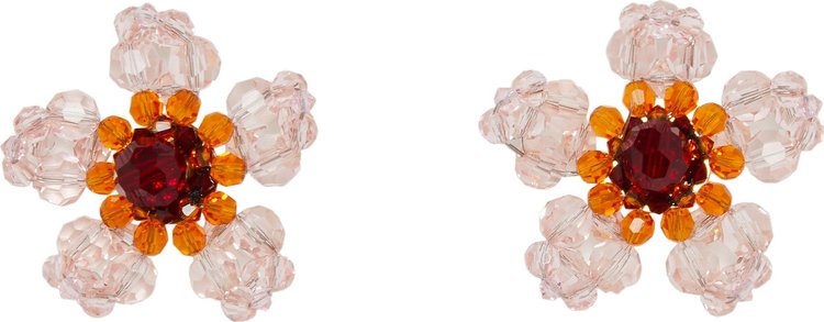 Simone Rocha Beaded Crystal Daisy Flower Earrings 'Pink'