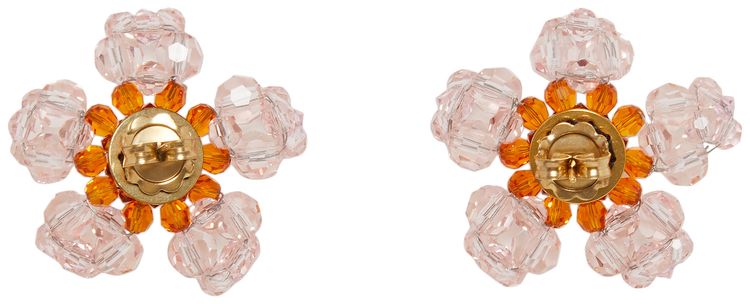 Simone Rocha Beaded Crystal Daisy Flower Earrings Pink