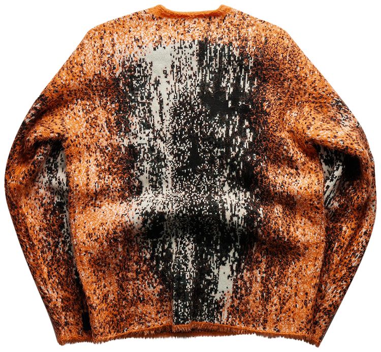 YProject Gradient Hairy Knit Sweater OrangeWhiteBlack