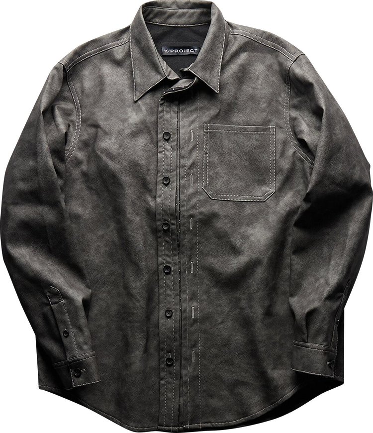 Y/Project Hook And Eye Leather Shirt 'Grey'