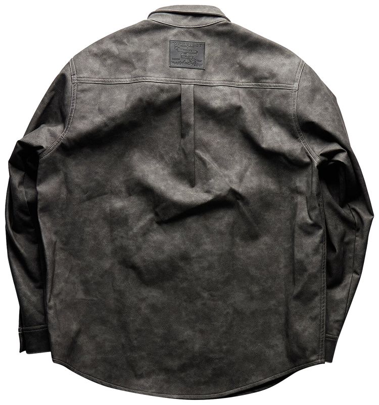 YProject Hook And Eye Leather Shirt Grey