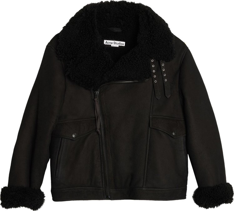 Buy Acne Studios Liana Shearling Jacket 'Black' - B70129 GOAT BLAC | GOAT