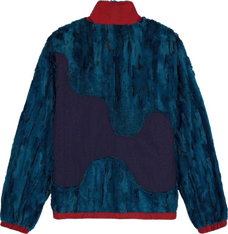 Brain Dead Paneled Fur Jacket Blue Green