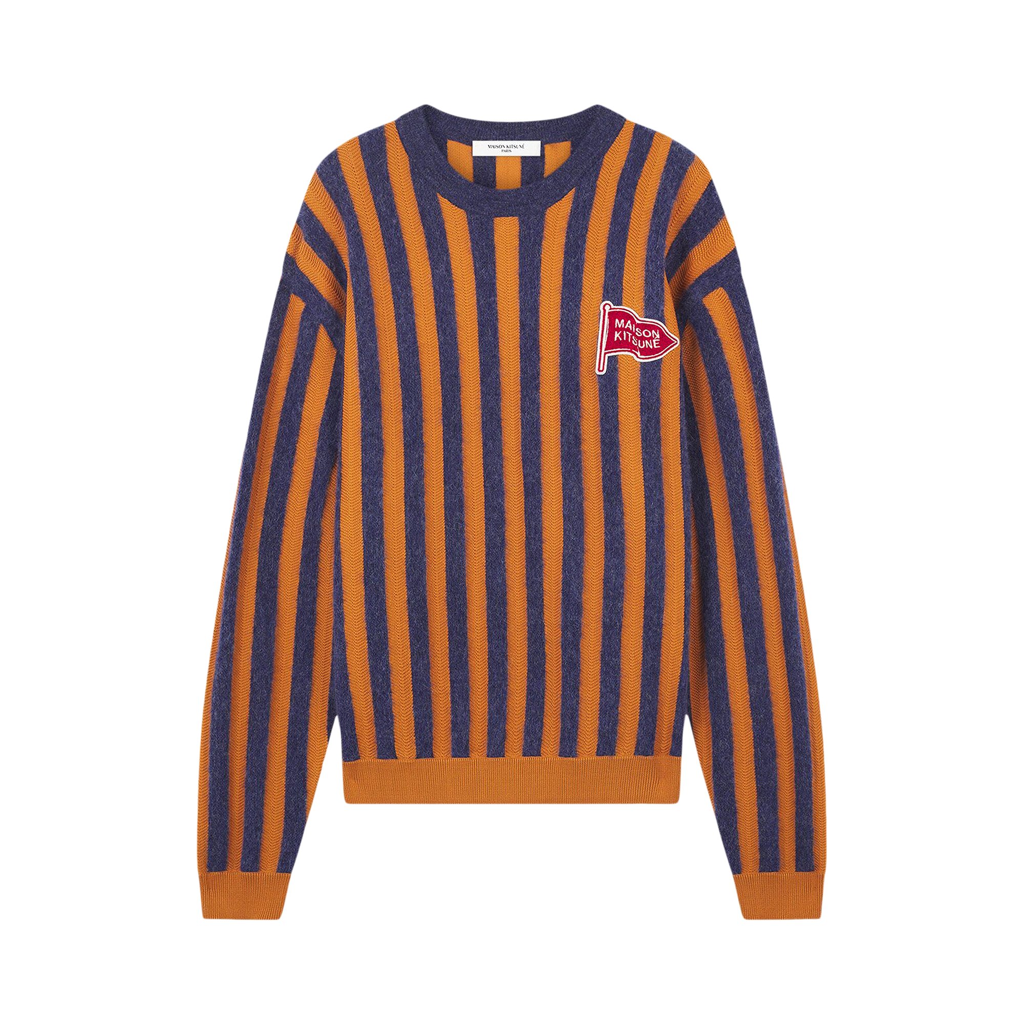 Maison Kitsuné Striped Comfort Sweater 'Ink Blue/Mustard Stripes'