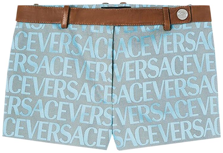 Versace All Over Print Shorts Pale BlueBeige