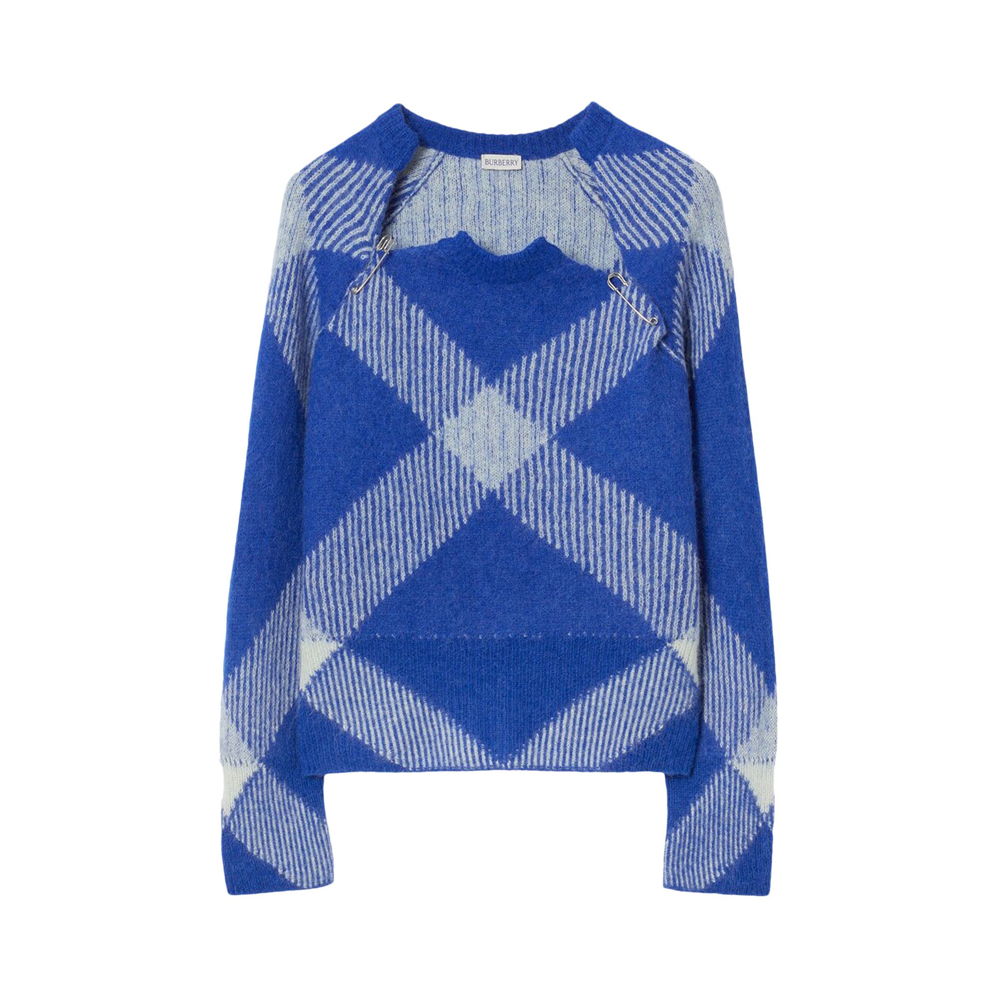 Buy Burberry Check Alpaca Wool Blend Jumper Knight 8076250 GOAT