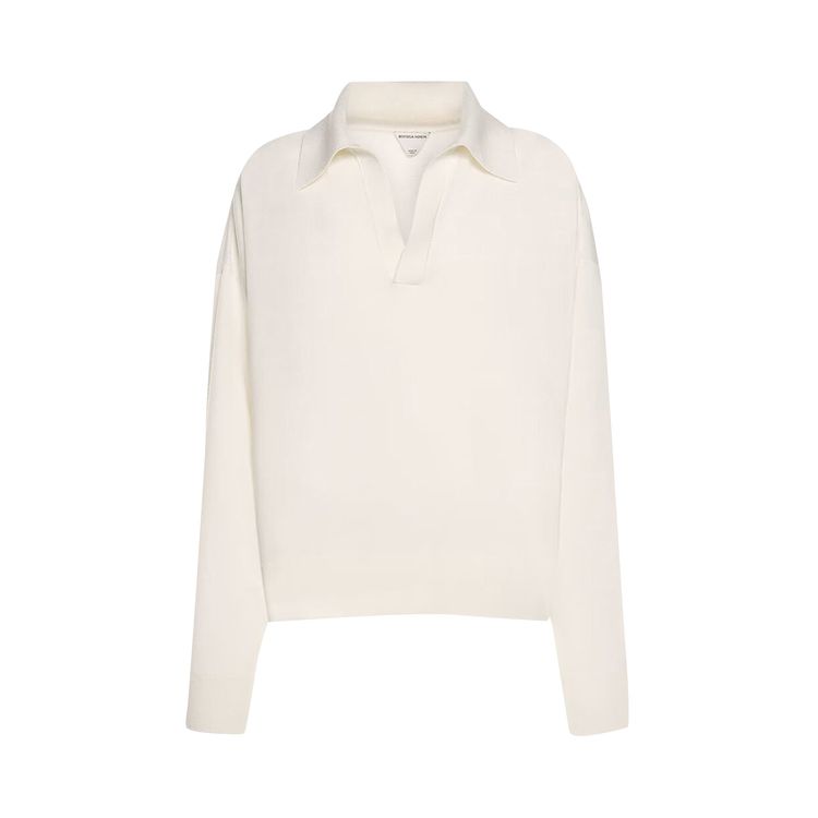 Bottega Veneta Wool Oversize Polo Shirt Chalk