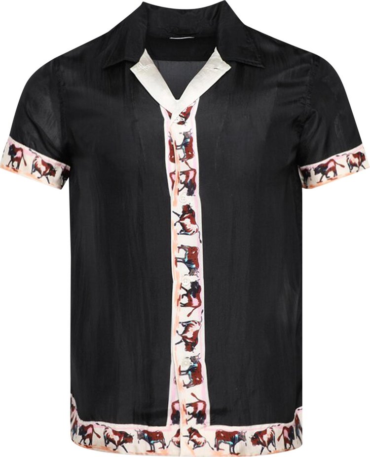 Bode Taureau Short-Sleeve Shirt 'Black'