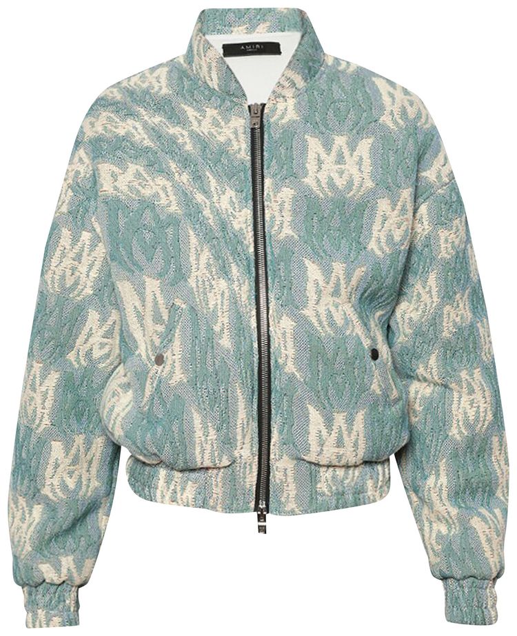 Amiri Tapestry Cropped Bomber Aqua