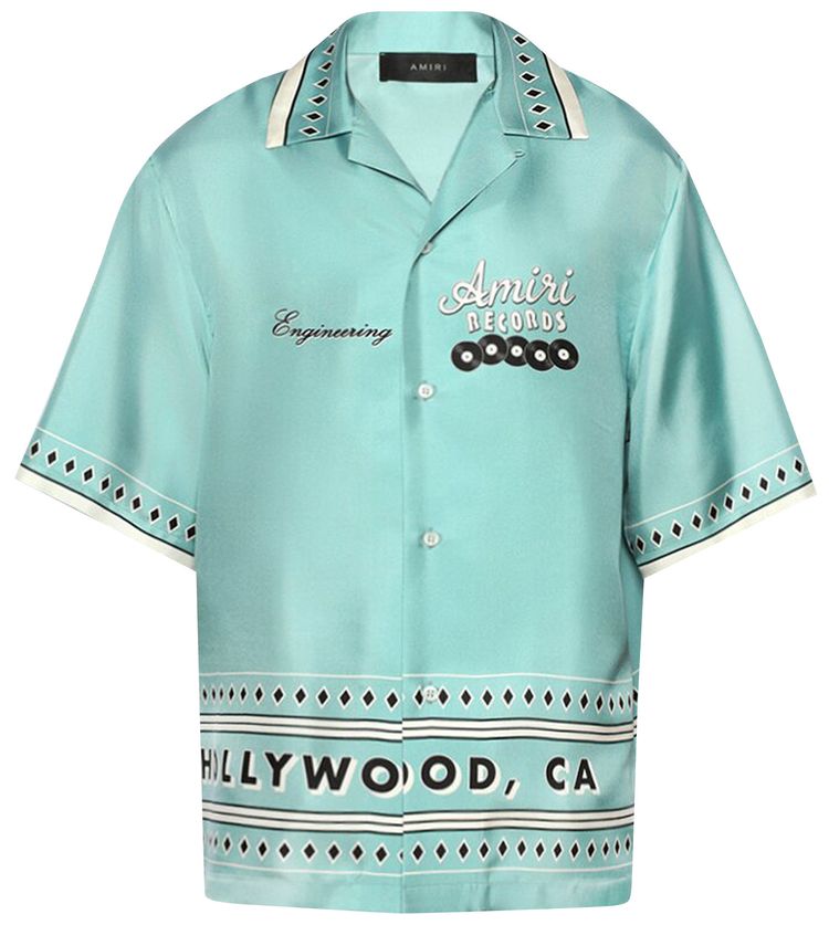 Amiri Records Short Sleeve Shirt Teal