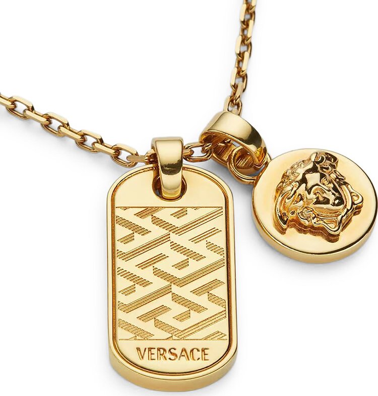 Versace La Greca Tag Necklace Gold