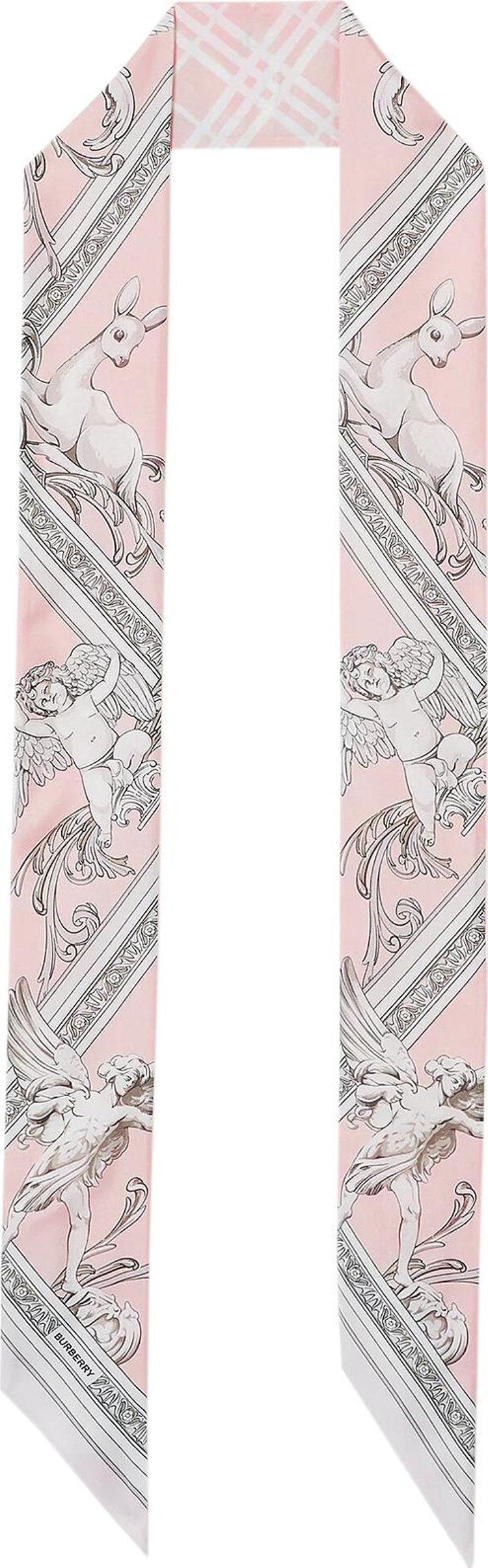 Burberry Statue Print Skinny Scarf Alabaster Pink