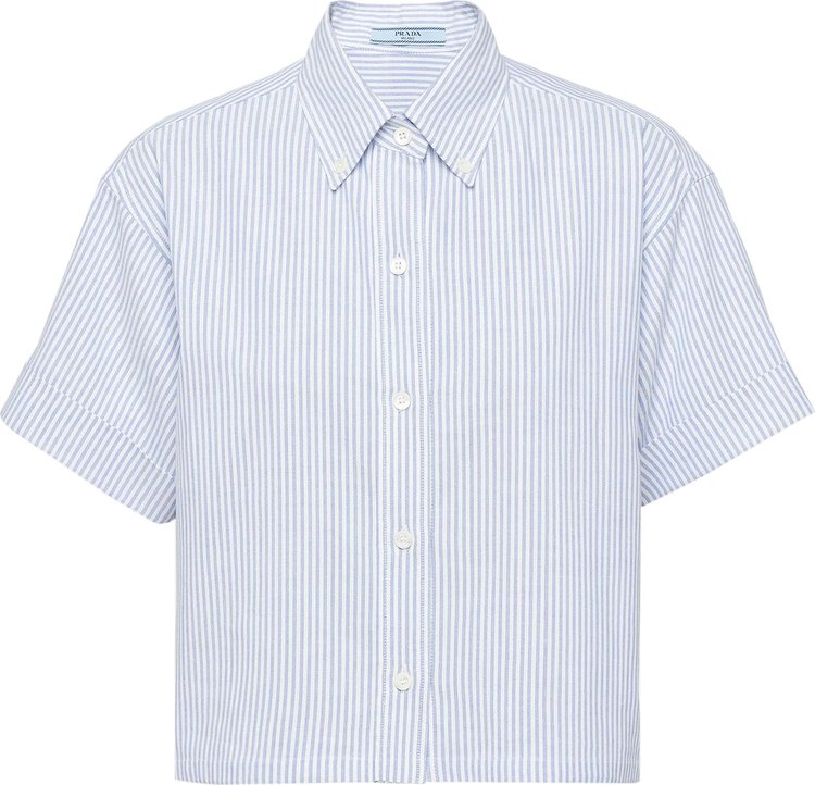 Prada Short-Sleeved Oxford Shirt 'White/Bright Blue'