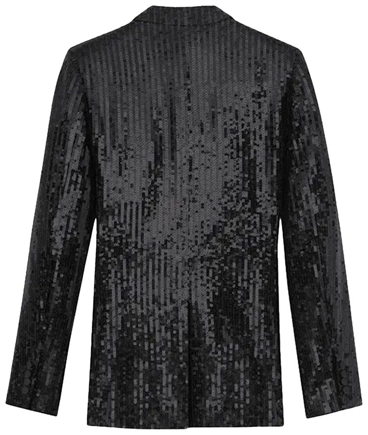 Saint Laurent Sequin And Satin Tuxedo Jacket Black