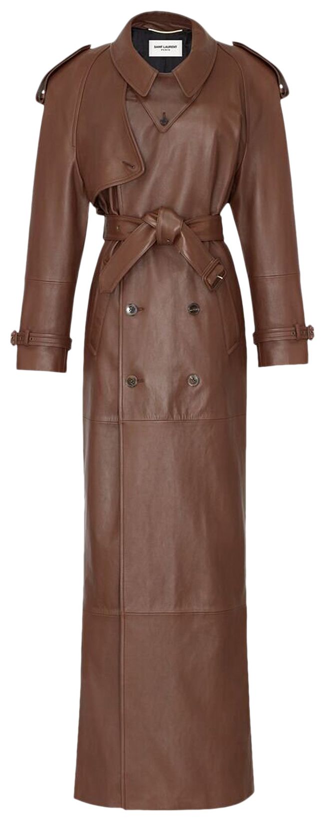 Saint Laurent Long Trench Brun Chene