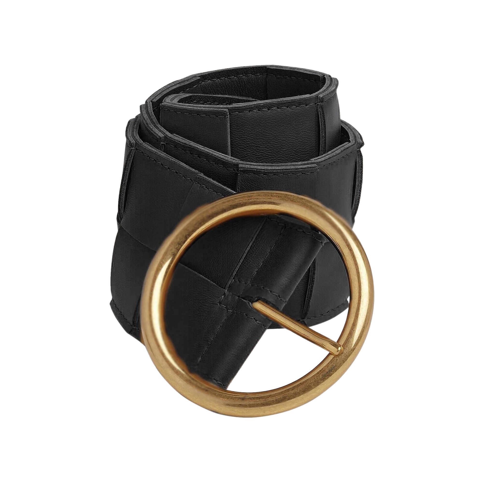 Buy Bottega Veneta Maxi Intreccio Belt Black Gold 577933 VMAY2