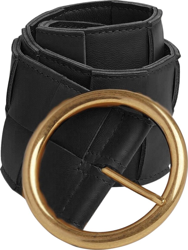 Bottega Veneta Maxi Intreccio Belt 'Black/Gold'