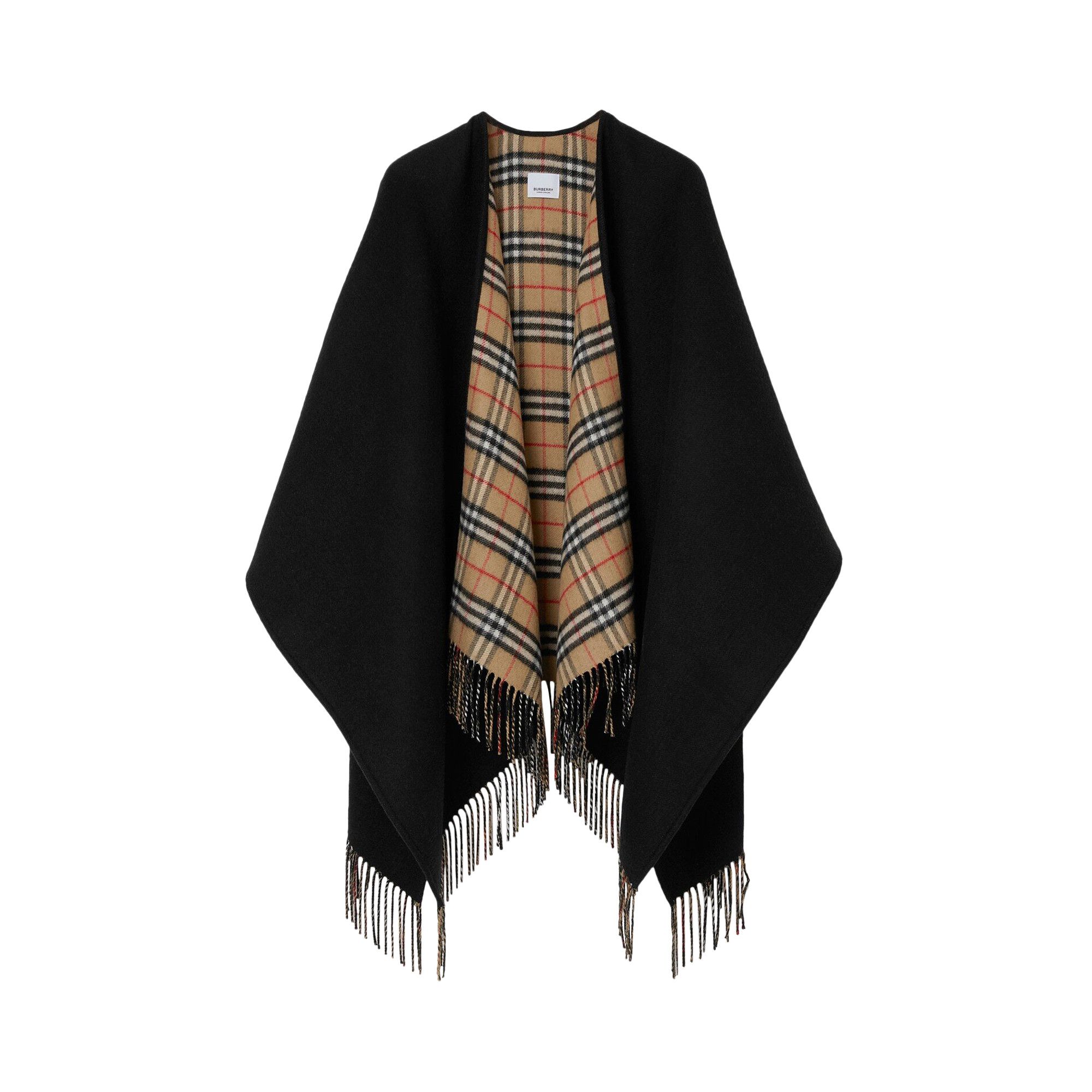 Buy Burberry Reversible Wool Cape Black 8077897 GOAT