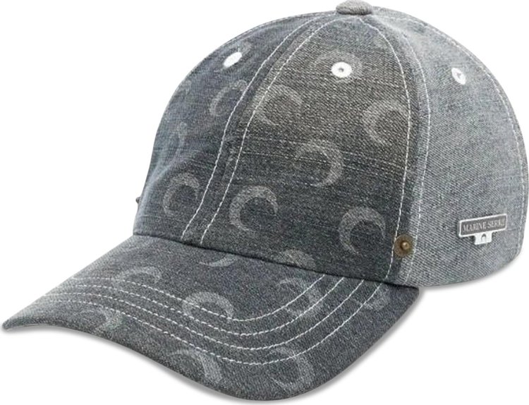 Marine Serre Regenerated Denim Baseball Cap Grey