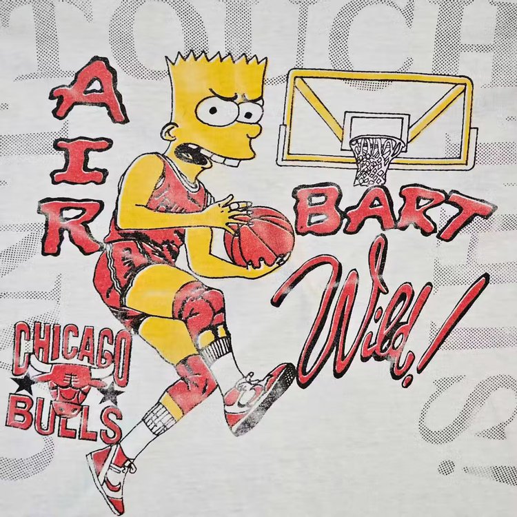 Vintage Bart Simpson Chicago Bulls Bootleg T Shirt White