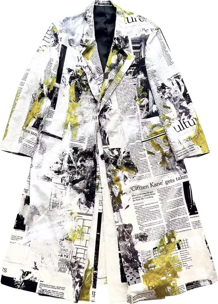 Yohji Yamamoto x Yuuka Asakura Newsprint Trench Coat 'White'