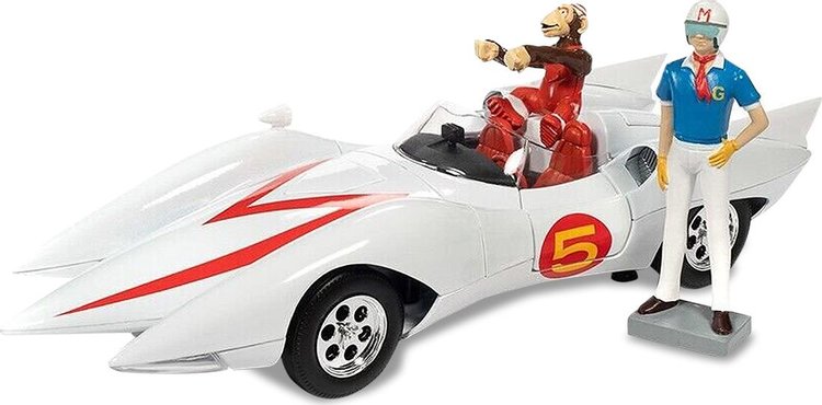 1/18 Mach 5 With Speed Racer And Chim Chim Action Figure 'White/Multicolor'