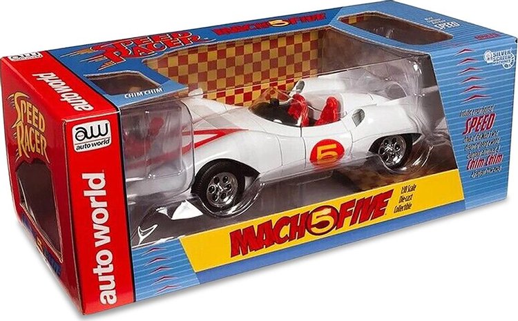 118 Mach 5 With Speed Racer And Chim Chim Action Figure WhiteMulticolor