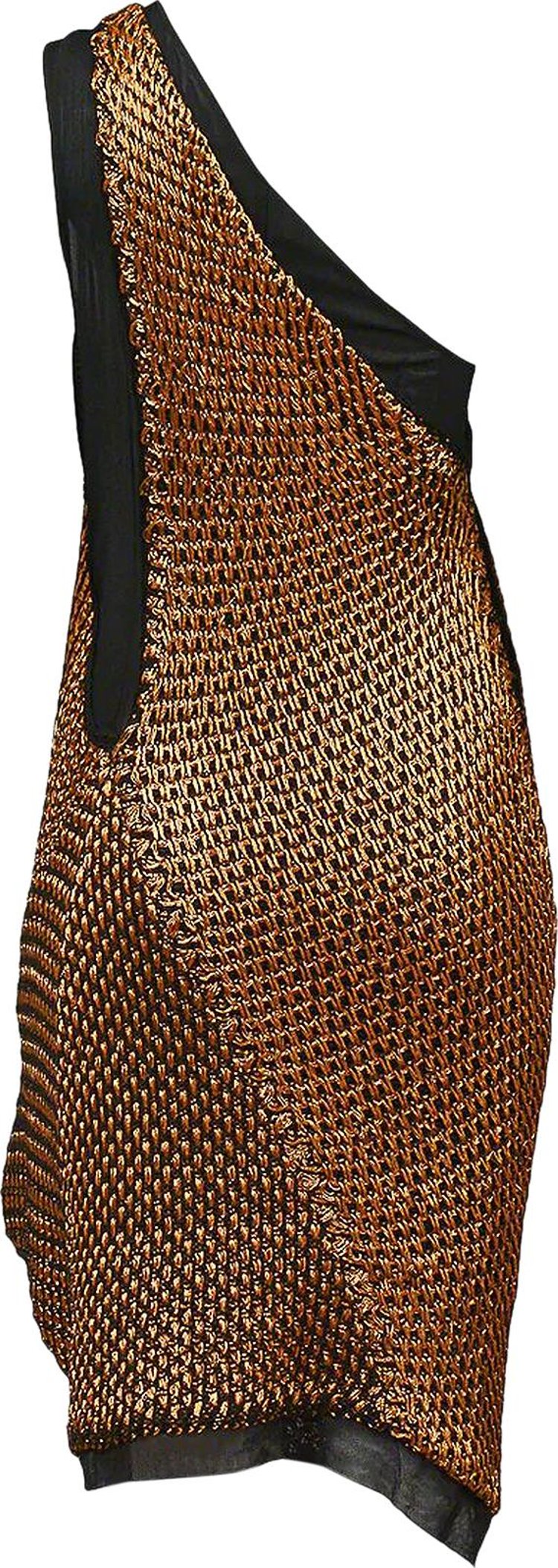 Vintage Balenciaga By Nicolas Ghesquiere Copper Wire Crochet Dress GoldBlack