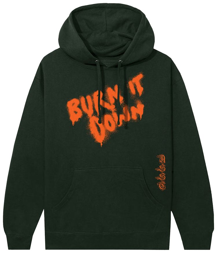 Anti Social Social Club x 2 Tone Burn It Down Hoodie Dark Green