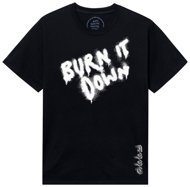 Anti Social Social Club x 2 Tone Burn It Down Tee Black