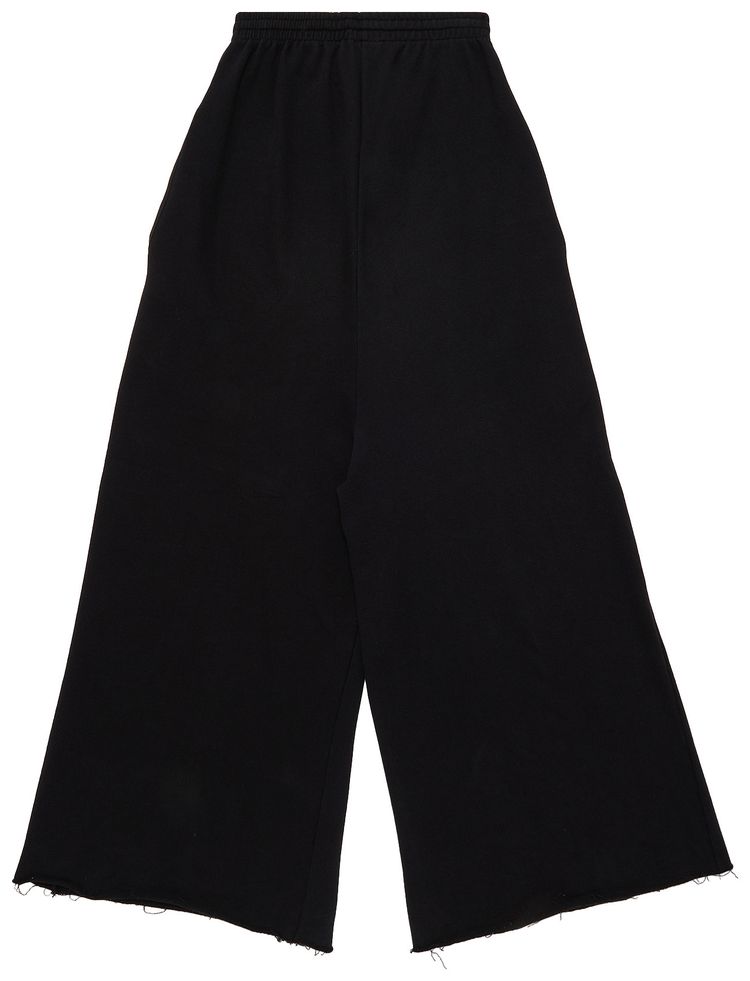 Vetements Frayed Hem Wide Leg Sweatpants Black