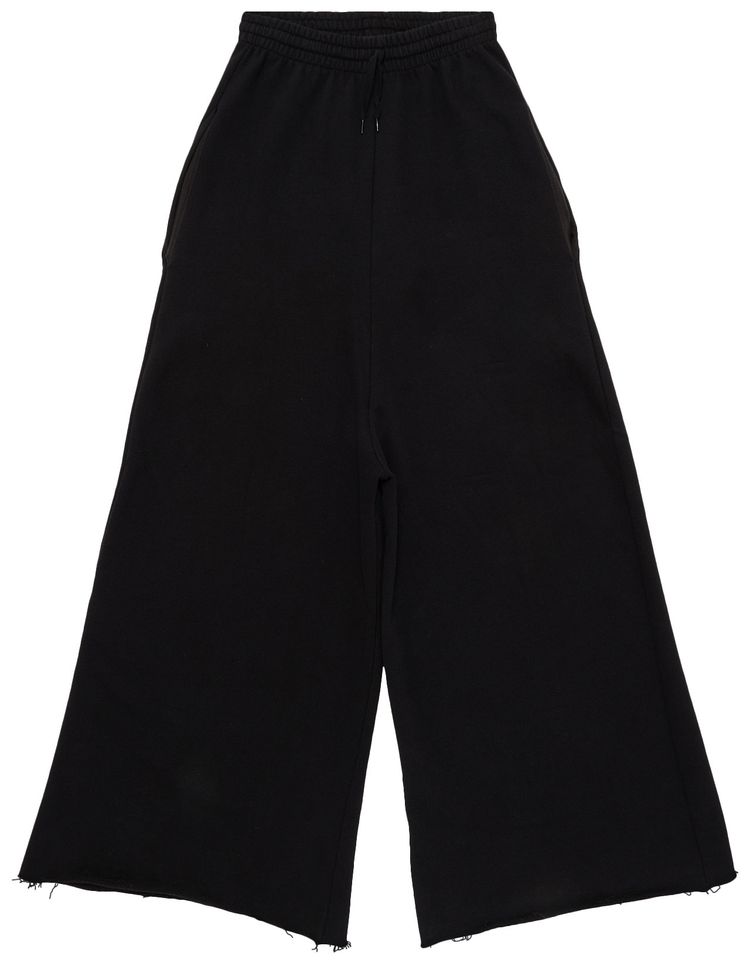 Vetements Frayed Hem Wide Leg Sweatpants Black