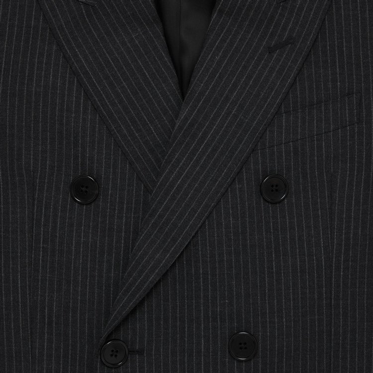 CELINE Double Breasted Pinstriped Wool Blazer Navy