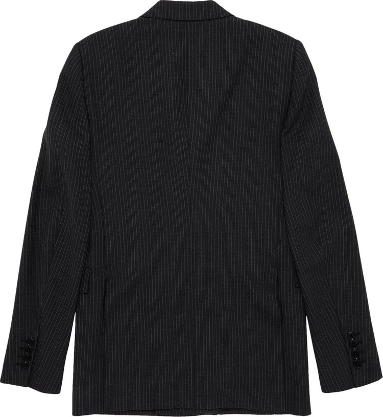 CELINE Double Breasted Pinstriped Wool Blazer Navy