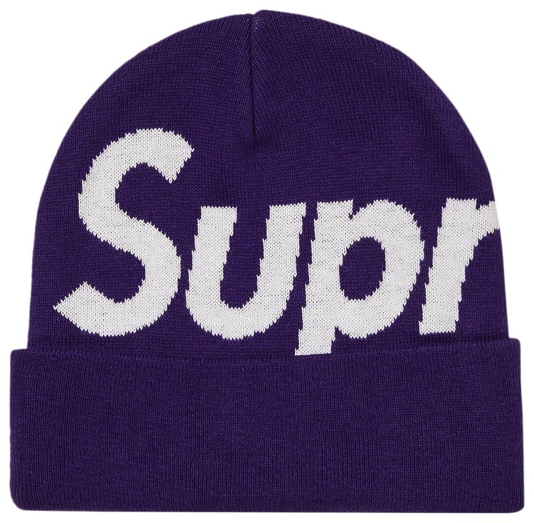 Supreme Big Logo Beanie Dark Purple