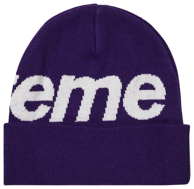 Supreme Big Logo Beanie Dark Purple