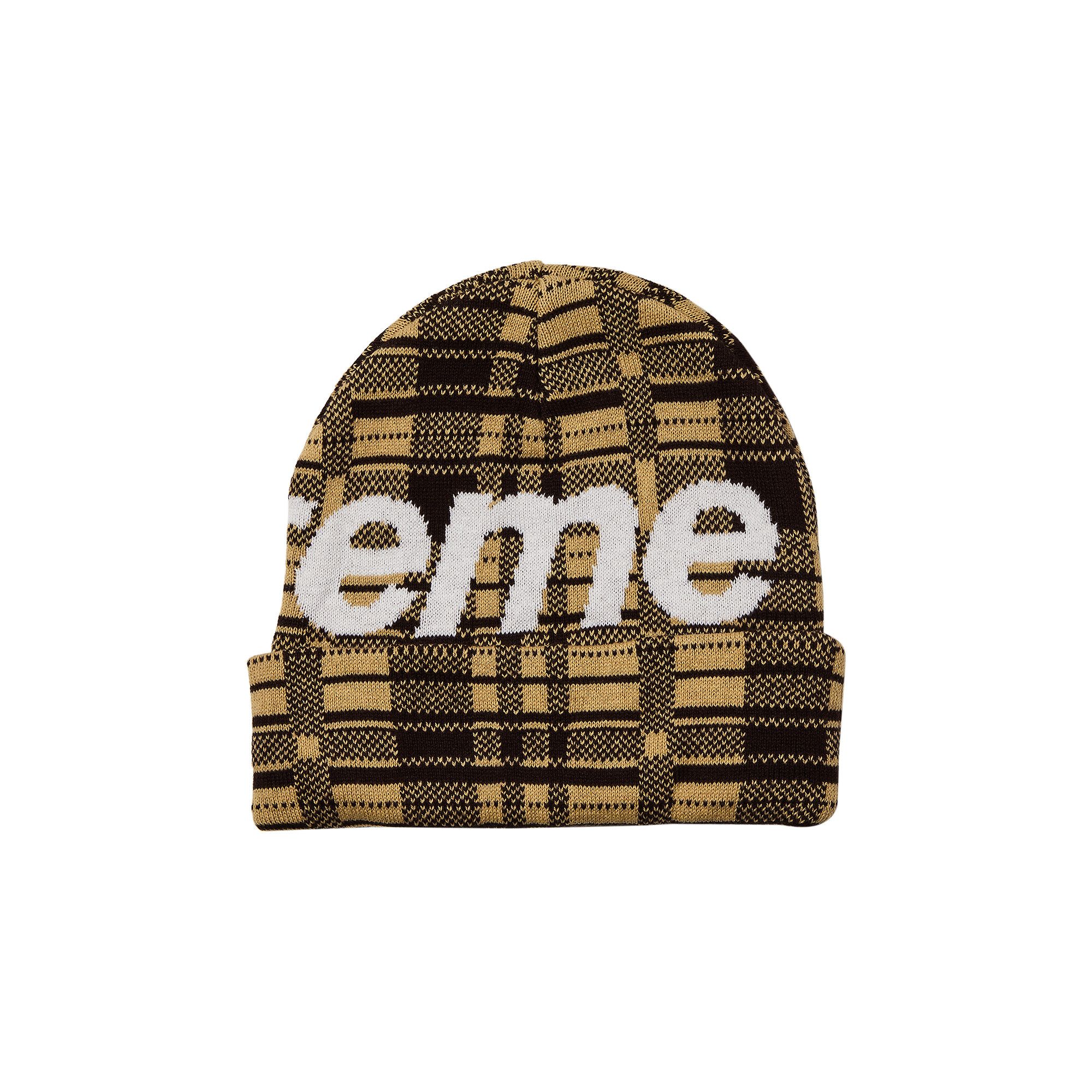 Buy Supreme Big Logo Beanie 'Tan Plaid' - FW23BN17 TAN PLAID