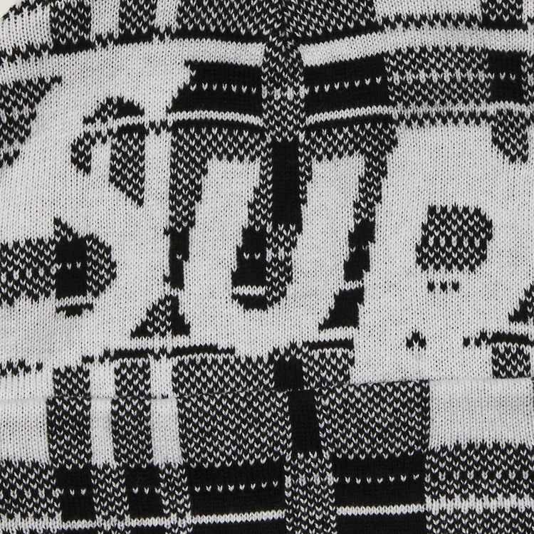 Supreme Big Logo Beanie White Plaid