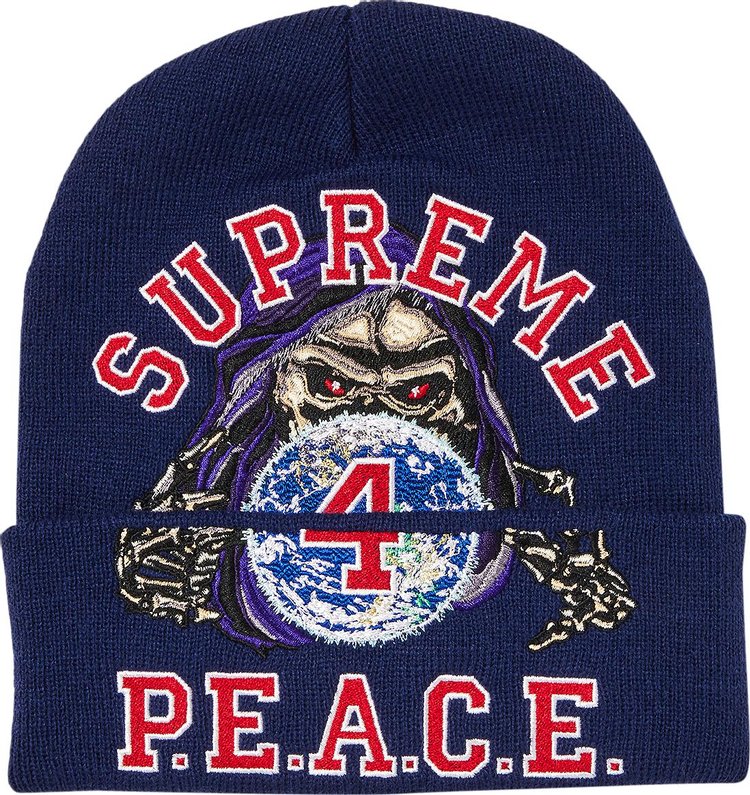 Supreme Peace Embroidered Beanie 'Navy'
