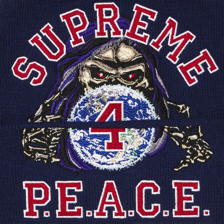 Supreme Peace Embroidered Beanie Navy