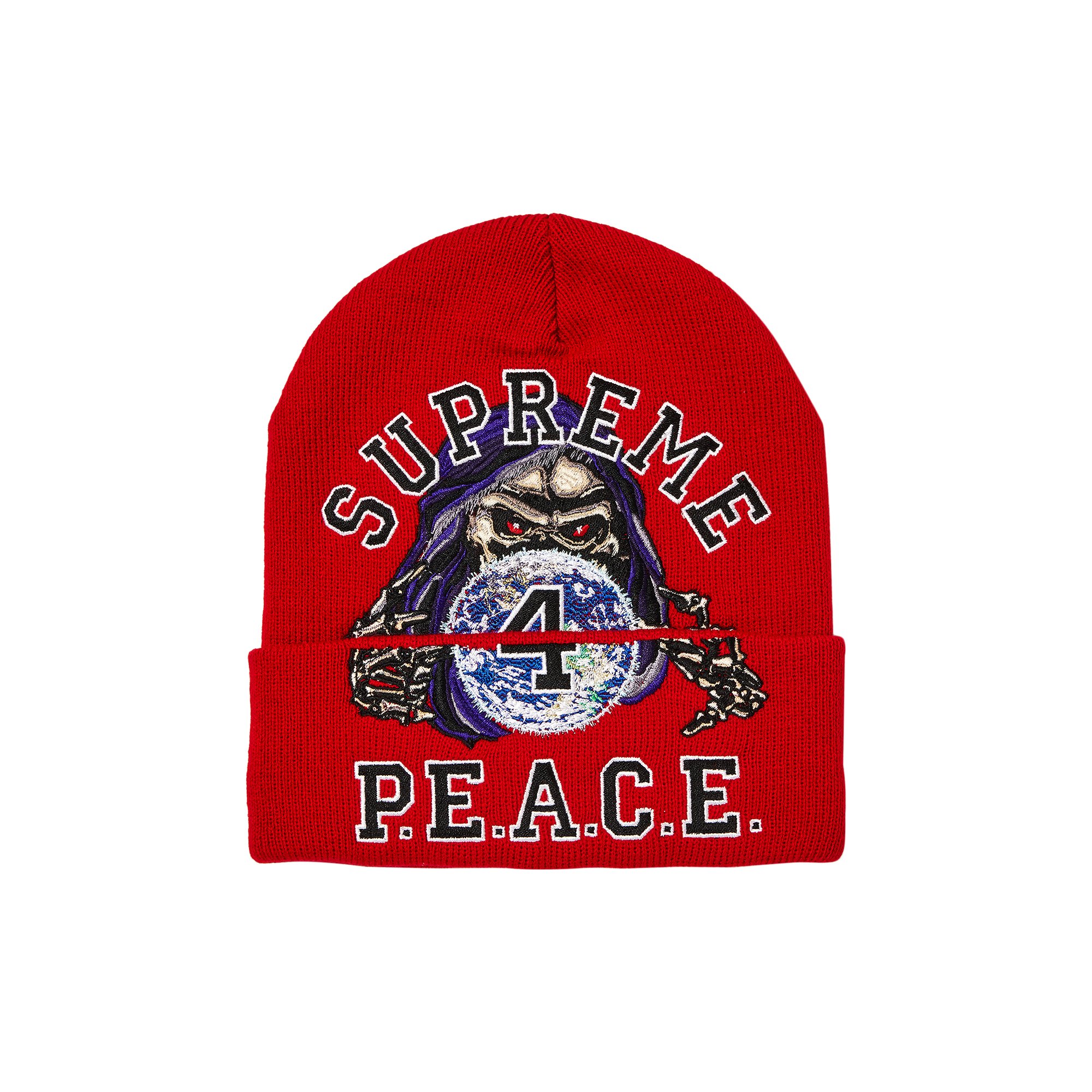 Supreme Peace Embroidered Beanie 'Red'