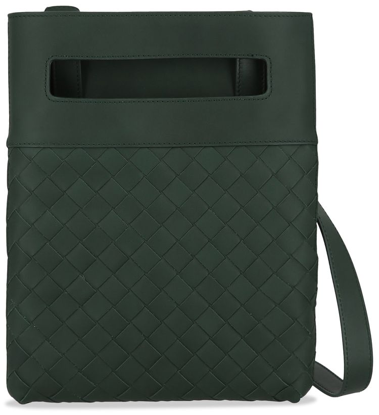 Bottega Veneta Intrecciato Leather Messenger Bag Green