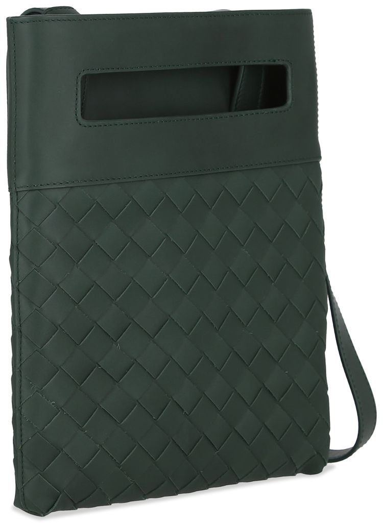 Bottega Veneta Intrecciato Leather Messenger Bag Green