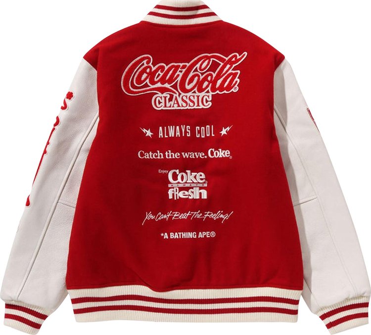 BAPE x Coca Cola Varsity Jacket Red