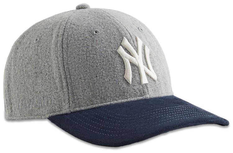 Kith  47 For New York Yankees Unstructured Wool Fitted With Suede Brim Heather Grey