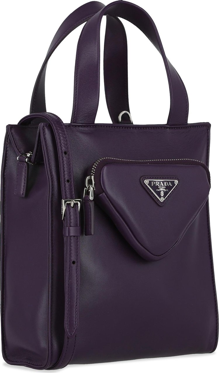 Prada Triangle Leather Crossbody Bag Purple