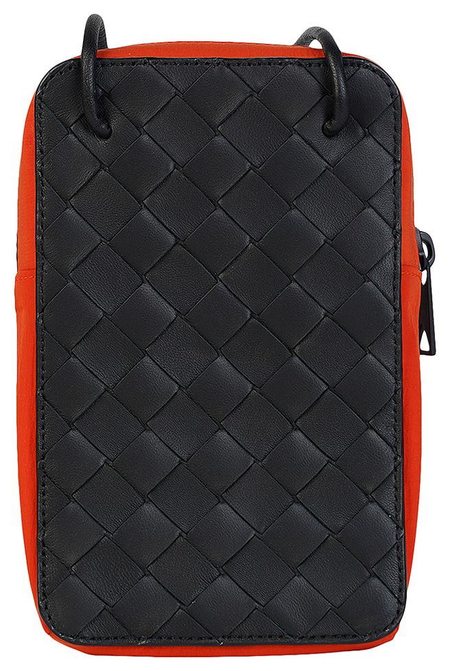 Bottega Veneta Intrecciato Messenger Bag OrangeBlack