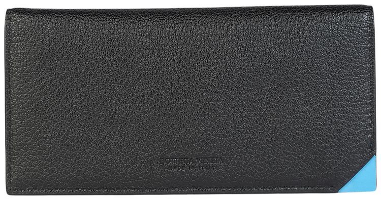 Bottega Veneta Leather Wallet Black Blue